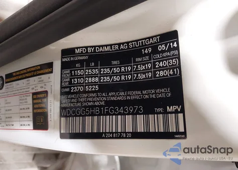 2015 Mercedes-Benz Glk 350 from USA, damaged, VIN WDCGG5HB1FG343973